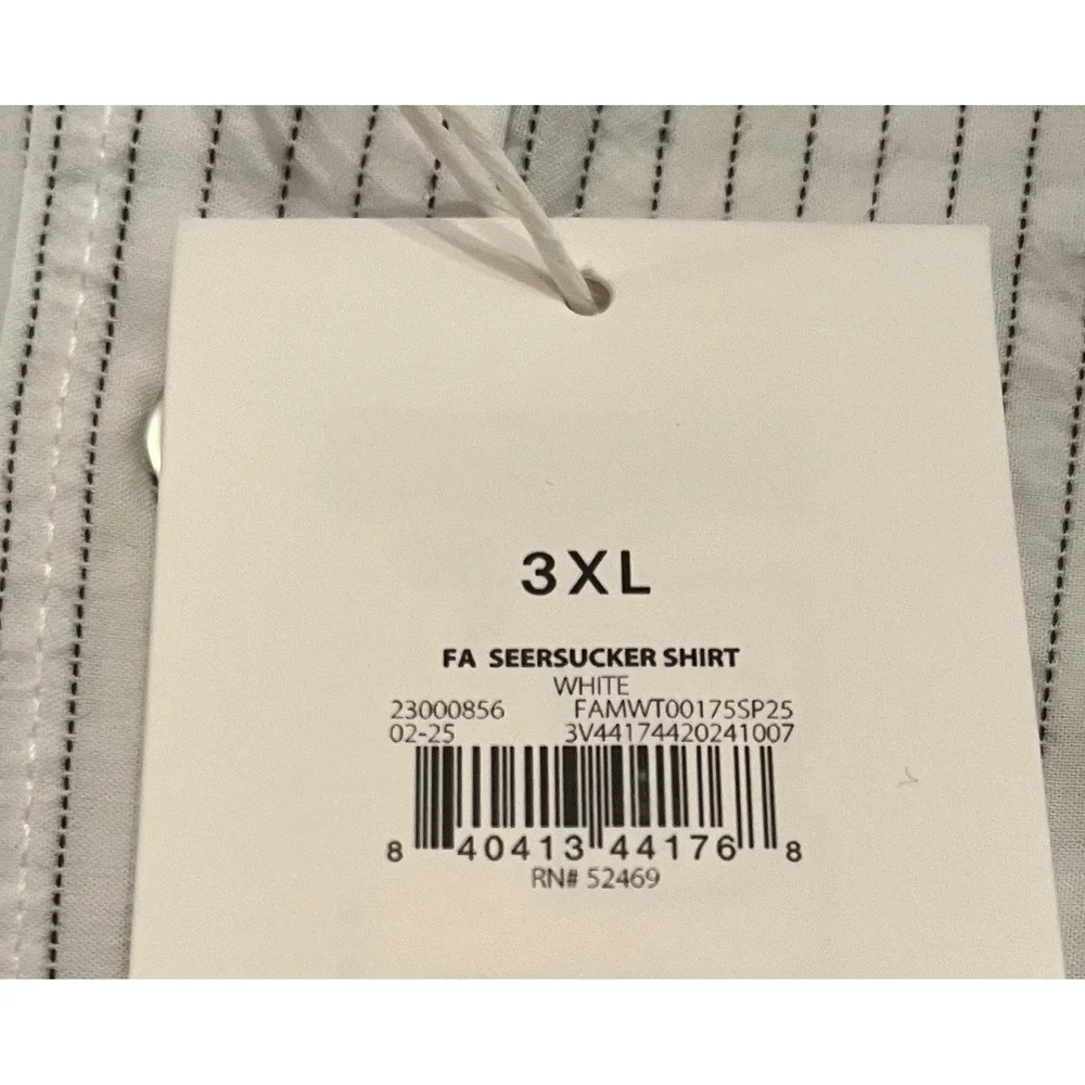 Free Assembly Men's FA Seersucker Button Down Shirt White Size 3XL‎